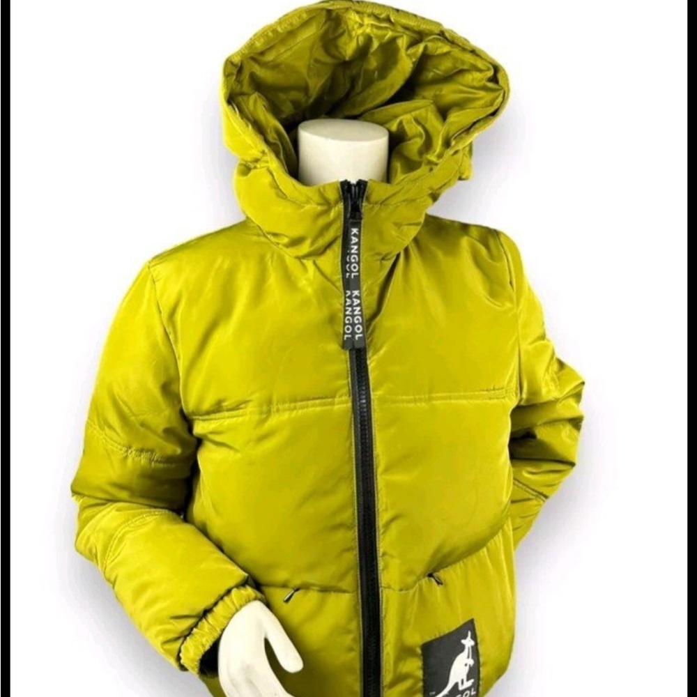 Kangol Lime Green Hooded Puffer Jacket